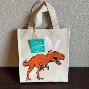 Kids Dinosaur T Rex Easter Bunny Ears‎ Reusable Shopping Bag Tote